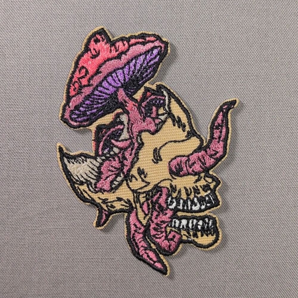 Skull Mushroom Iron On Patch | Gothic Mushroom Patch